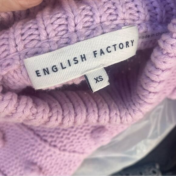 English Factory POM POM PUFF SLEEVE SWEATER size XS color lilac - Picture 14 of 14